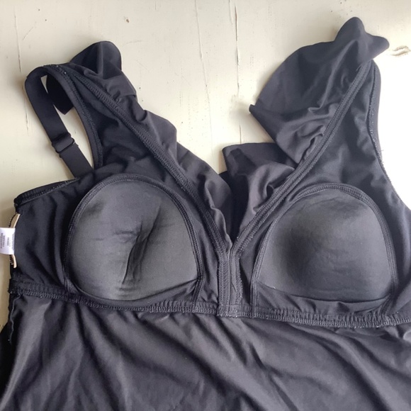 Beach House Black Ruffled Tankini + Navy Blue Swim Skirt 18W - Picture 3 of 8